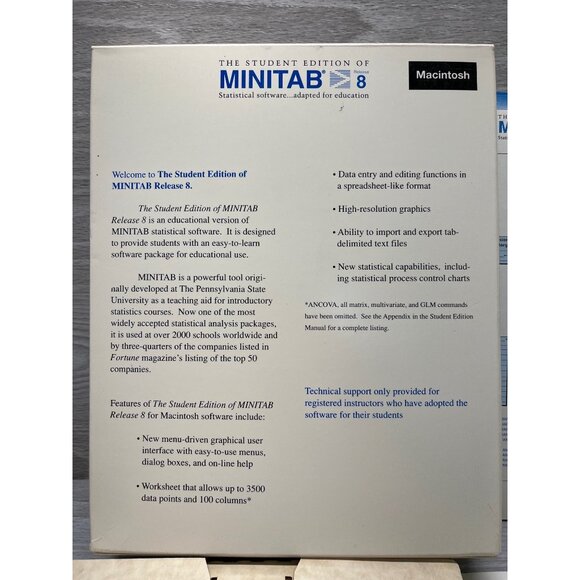 Minitab 8 Student Edition Macintosh Statistical Software Vtg 3.5" Floppy Disk - Picture 3 of 7